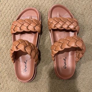 Qupid brown slide sandals